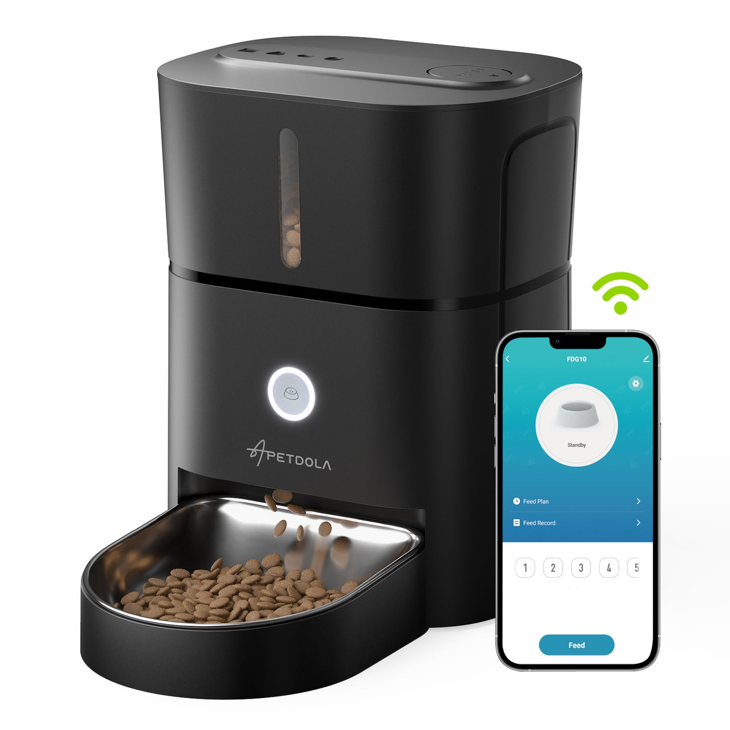 Automatic Cat Feeder Black and White control via App