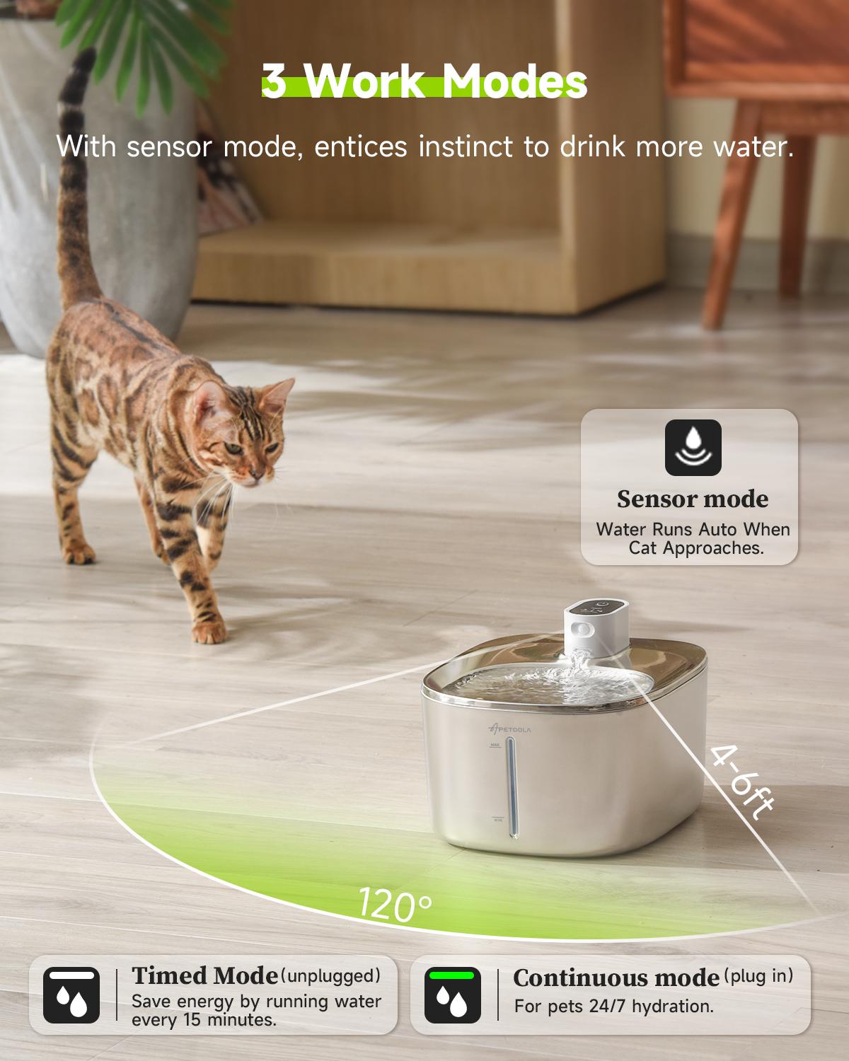 Stainless Steel Automatic Cat Water Fountain With Sensor