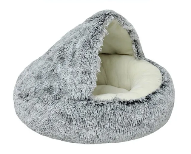 Cozy plush Cave Cat Bed for Anxiety Relief and Comfort