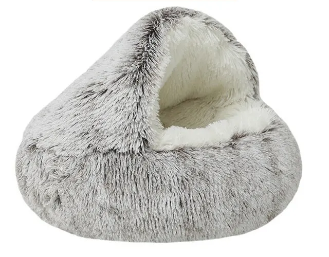 Cozy plush Cave Cat Bed for Anxiety Relief and Comfort