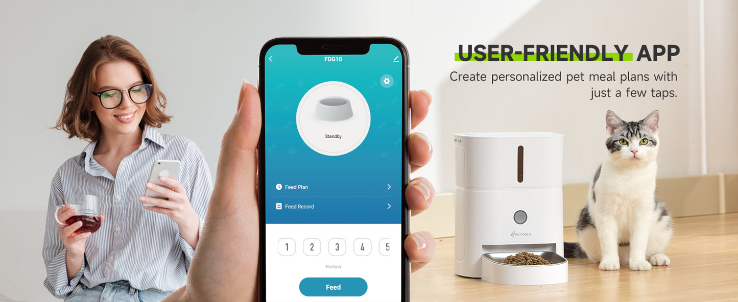 Automatic Cat Feeder Black and White control via App
