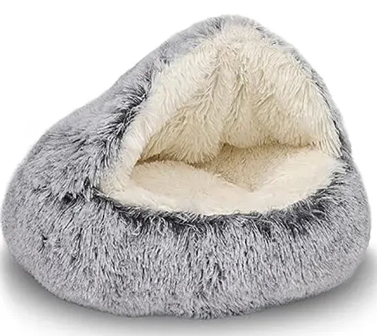 Cozy plush Cave Cat Bed for Anxiety Relief and Comfort