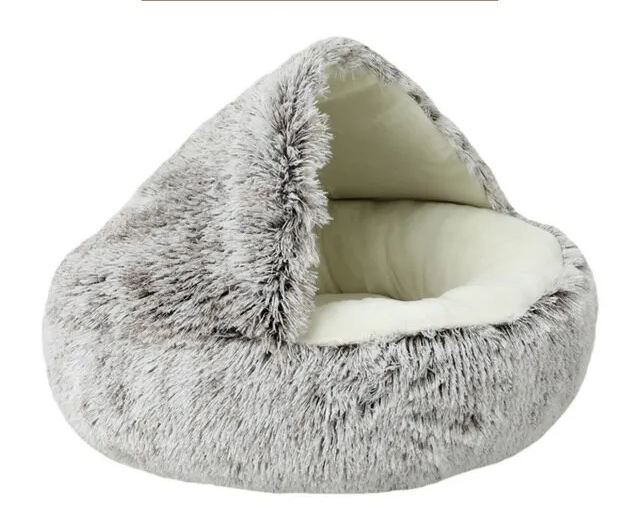 Cozy plush Cave Cat Bed for Anxiety Relief and Comfort